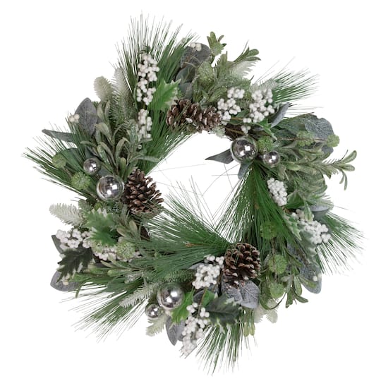 24" Mixed Foliage & Berries Artificial Christmas Wreath By Northlight in Green | Michaels®